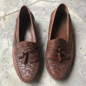 Men's Bass Brown Leather Tassel Loafers 10.5M